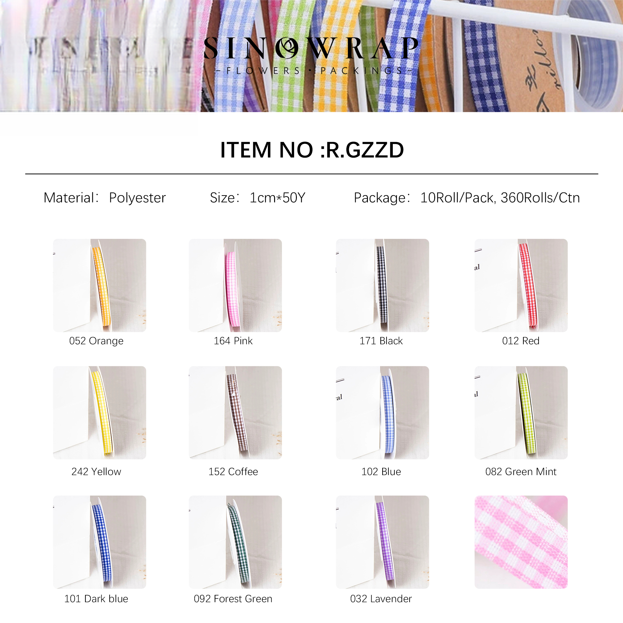 nastro a quadri GZZD 10Rolls/Pack 1.0cm*50Y – 1cm*50Y - Image 7