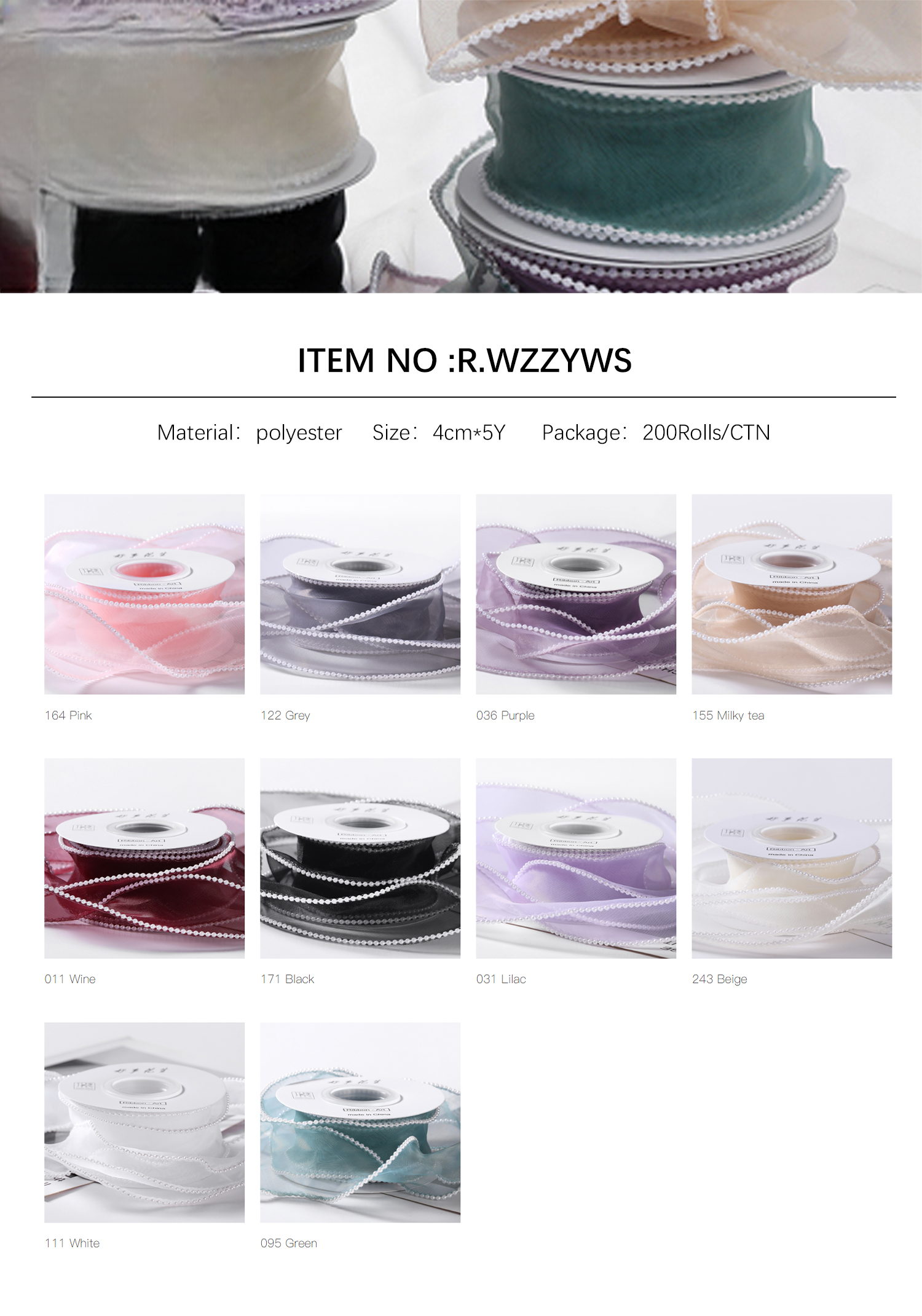 ruban WZZYWS(5rolls/pack) – 4cm*5Y - Image 5