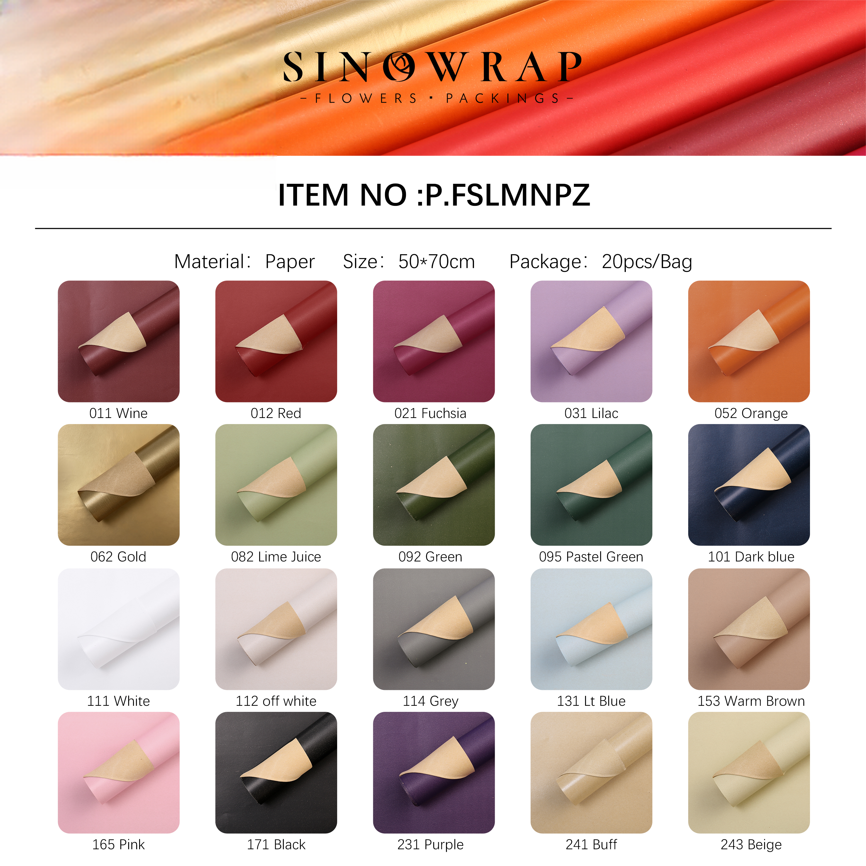 WRAPPING PAPER FSLMNPZ-95g - 50*70cm - Image 9